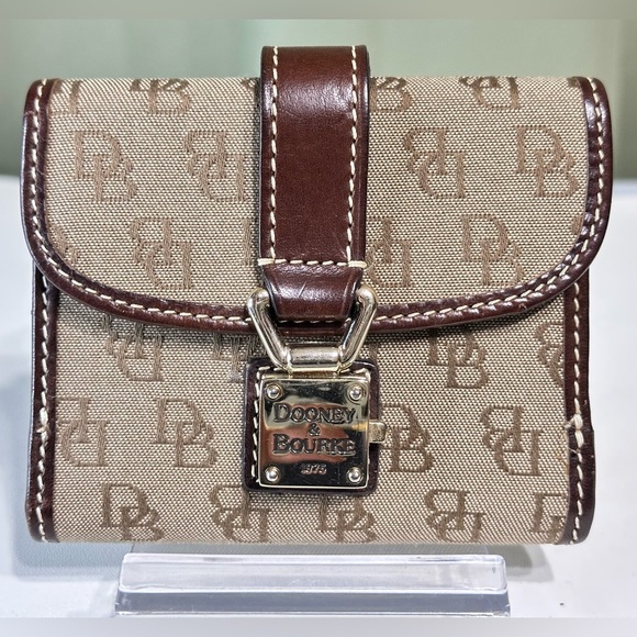 Dooney & Bourke Small Bifold Coin Wallet Brown Leather Vintage Logo . - Picture 13 of 13